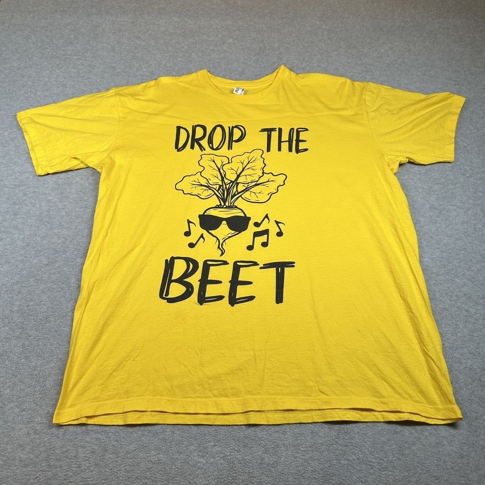 Drop The Beet T-shirt Mens XL Yellow Alstyle 100% Cotton Crew Neck Novelty